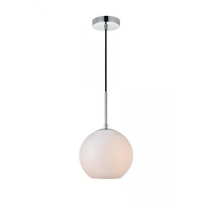 Elegant Lighting Baxter 1 Light Chrome Pendant With Frosted White Glass - 1 of 4