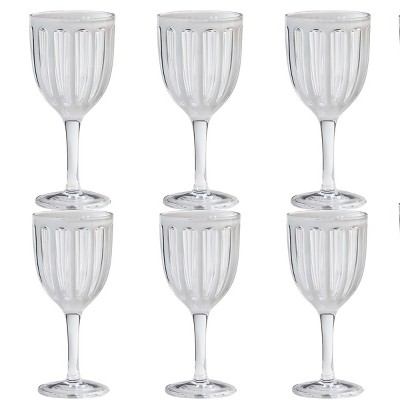 TAG Villa 22 oz White Acrylic All Purpose Red White BPA-Free, Dishwasher Safe, Durable Drinkware Set of 6