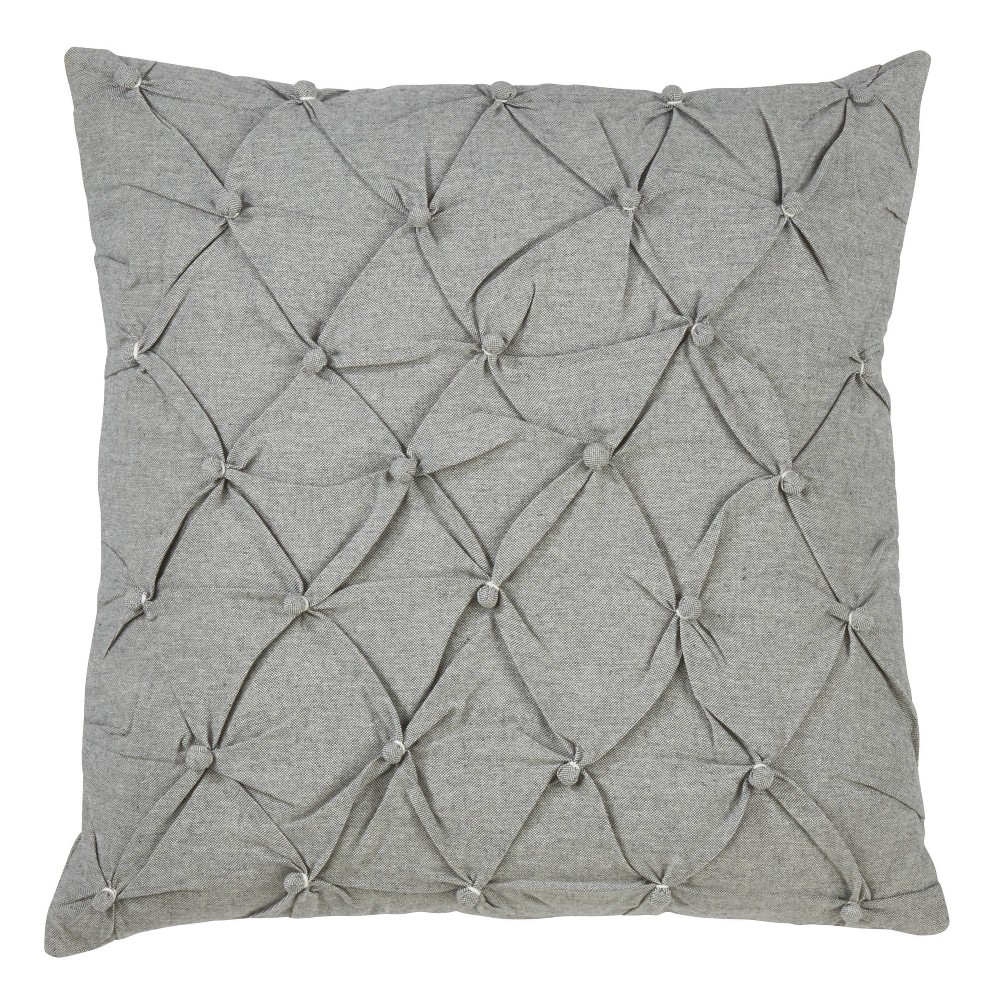 Photos - Pillow 18"x18" Down Filled Pin-Tucked Square Throw  Gray - Saro Lifestyle
