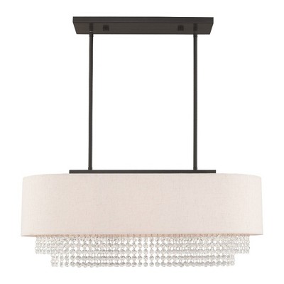 Carlisle English Bronze 3-Light Linear Chandelier with Crystal Draping
