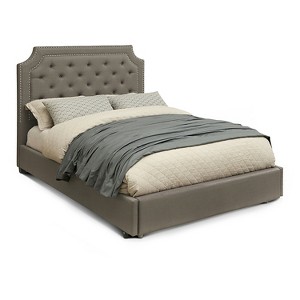 Kenya Modern Tufted Fabric Queen Bed With Footboard Drawer Gray - ioHOMES
