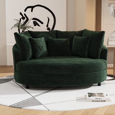 Mlmh & Kngwa 70.1" W Oversized Modern Chenille Sofa Chair, Upholstered Accent Barrel Chair With Pillows