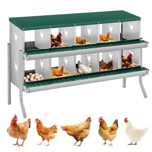 Chicken Nesting Boxes, Two-Tier Metal Chicken Egg Laying Box,Large Vented Holes for Egg Collection - 1 of 4