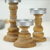 VIP Wood 8 in. Brown Turned Tapered Candle Holders Set of 3 - 4 of 4