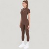 Anna-Kaci Active Women's Short Sleeve High Neck Open Back Zip-Up Jumpsuit with Fitted Silhouette and Scrunch Back Detail - 2 of 4