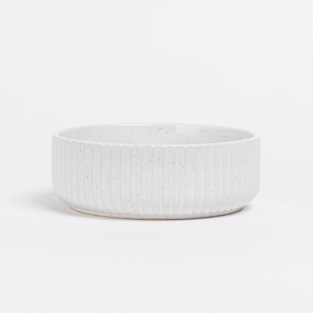 over&back 27.5 fl oz Stoneware Ribbed Cereal Bowl Speckled White
