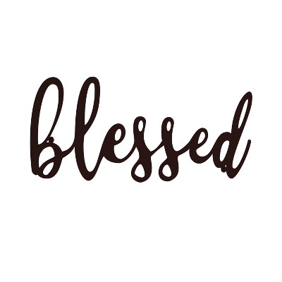 Hastings Home Blessed 3D Decorative Wall Sign - 22" x 10", Dark Brown