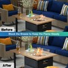 XIZZI Adjustable Flame Metal Fire Pit Table with Gray Tile Top, Lava Rock & Dust Cover, Two Sizes Fire Table for Cozy Outdoor or Indoor Heating - 3 of 4