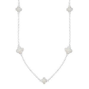 Adornia Silver Plated 36" Mother of Pearl Flower Station Necklace - 1 of 1
