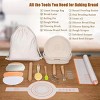 Proofing Basket Set w/9-Inch Round & 10-Inch Oval Baskets, Linen Lining, Scoring Lame and Dough Whisk, Natural Rattan for Artisanal Sourdough - 4 of 4