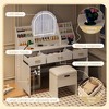 Okak Modern Vanity Table with Mirror & LED Lights,Dressing Desk with Drawers/Cabinets & Storage Stool,Large Makeup Table Set for Bedrooms - 2 of 4