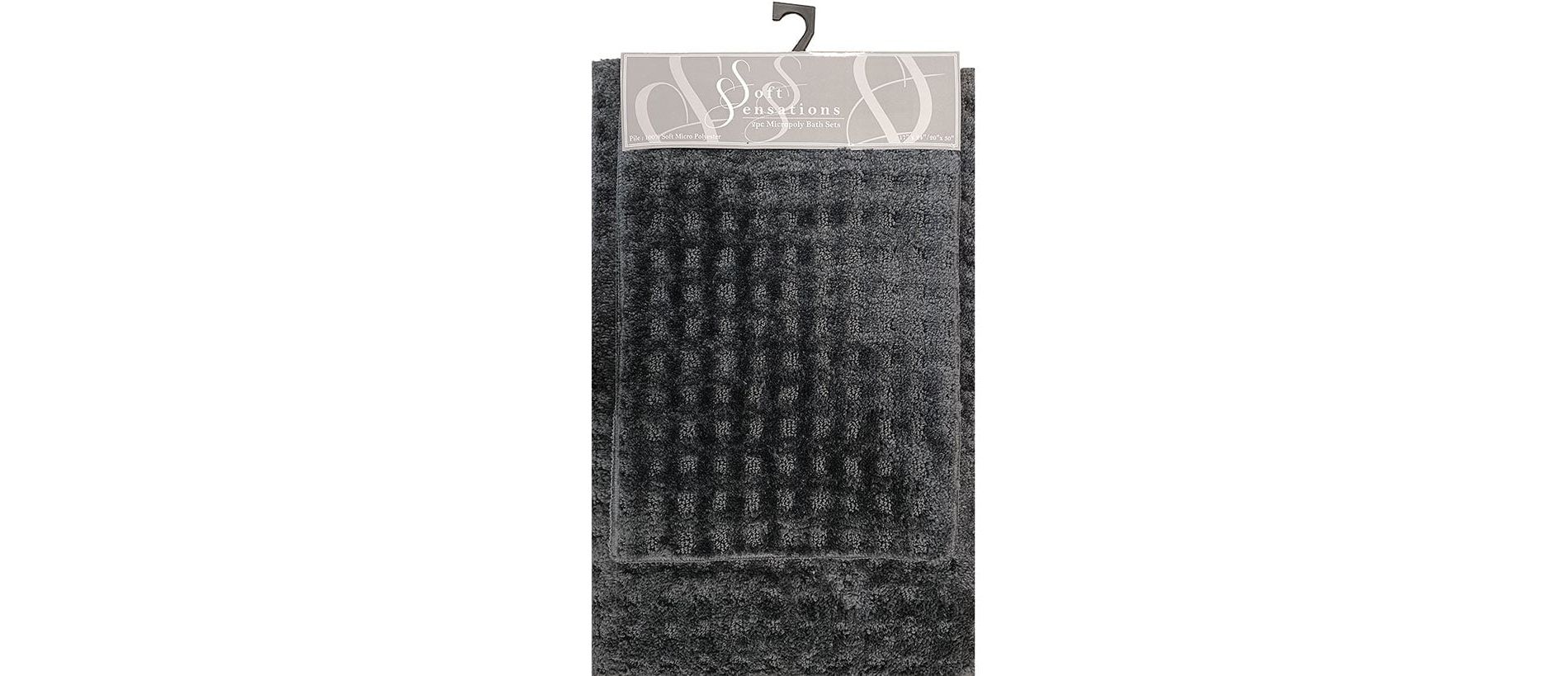 The Lakeside Collection 2-Pc. Soft Sensations Waffle Micropoly Bath Set - Charcoal 2 Pieces