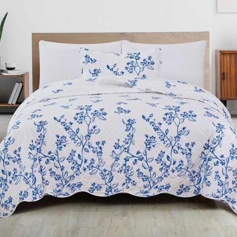 Flora Reversible Quilt Set Blue - Laura Ashley : Target