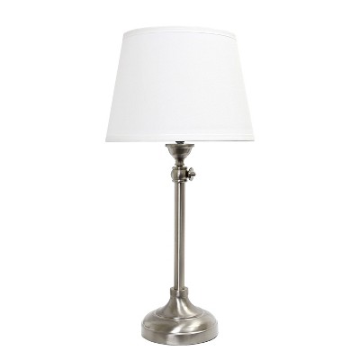Brushed Nickel Elegance 3-Piece Adjustable Lamp Set with White Shades