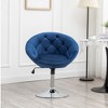 Velvet Upholstered Tufted Back Swivel Accent Chair with Hydraulic Base, Adjustable Height and Chromed Metal Base - 2 of 4