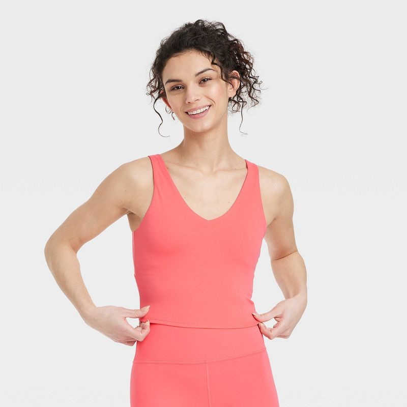 Women's Light Support V-Neck Crop Sports Bra - All In Motion™, 1 of 12
