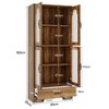 Resenkos Rustic Wood Kitchen Storage Cabinet, Double - Layer Glass - Door Pantry, 31.5×13.8×72.1 Inch Size, for Dining Room Brown - 4 of 4