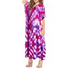 LA LEELA Women's House Daily Routine Evening Wear Holiday Casual Loungewear Relaxed Fit Slit Dress Caftan Long Evening Gown 2X-3X Pink, Tie Dye Design - 3 of 4