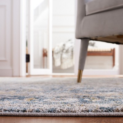 Valencia Light Grey and Blue Hand-knotted Square Rug