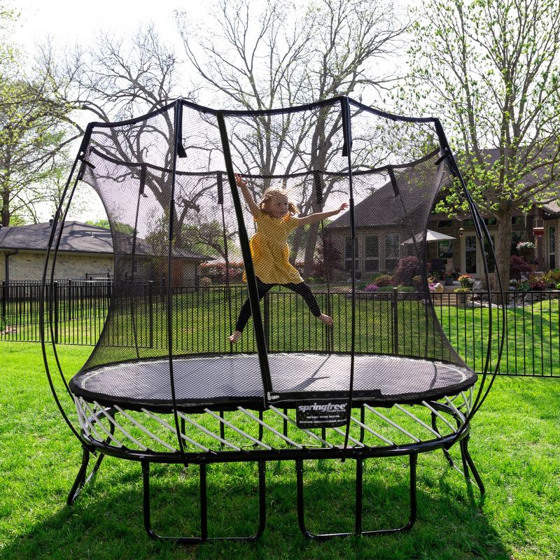 Springfree Trampoline Kids Trampoline with Safety Enclosure Net and SoftEdge Jump Bounce Mat for Outdoor Backyard Bouncing, 3 of 8