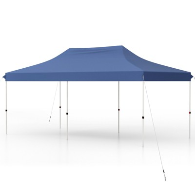 Tangkula 10 x 20FT Pop-up Canopy Tent Folding Instant Sun Shelter w/ 3 Adjustable Heights Carrying Bag 12 Stakes & 6 Ropes Heavy-Duty Outdoor Commercial Tent for Patio Black/Grey/White/Blue