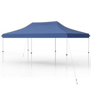 Tangkula 10 x 20FT Pop-up Canopy Tent Folding Instant Sun Shelter w/ 3 Adjustable Heights Carrying Bag 12 Stakes & 6 Ropes Heavy-Duty Outdoor Commercial Tent for Patio Black/Grey/White/Blue - 1 of 4