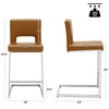 26" H Bar Stools Set of 4 - Modern PU Leather Barstools with Hollow Back, Upholstered Armless Kitchen Island Stools, Brown with Chrome Metal Frame - 3 of 4