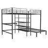 PAGED Twin Over Full Loft Bed with Built-in Desk and Shelves,Modern Bunk Bed with Ladder and Guardrails for Bedroom,Black - 4 of 4