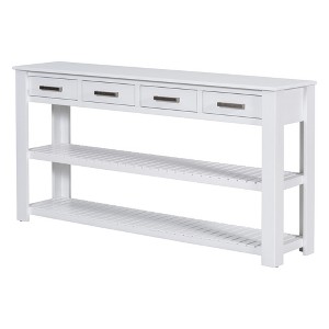 TiramisuBest Modern Entryway Console Table with 4 Drawers & 2 Open Shelves,Stylish Storage for Living Room or Hallway (Black) - 1 of 4