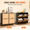 VEVOR Rattan Shoe Cabinet, with 4 Flip Drawers, Slim Shoe Entryway Storage Cabinet with Metal Legs, for Entryway, Closet, Hallway, Black - 3 of 4