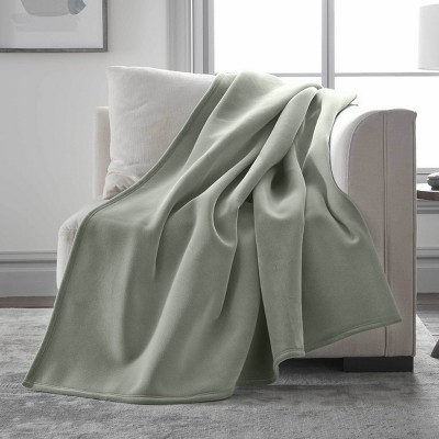 Luxurious Moss Green Fleece Full/Queen Blanket - Lightweight and Reversible