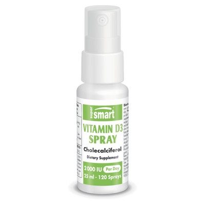 SuperSmart Vitamin D3 Spray 2000 IU per Day (Mint Flavor & Sugar Free) - Liquid Vitamin D Spray - Cholecalciferol Vitamin D3 | Non-GMO - 25 ml