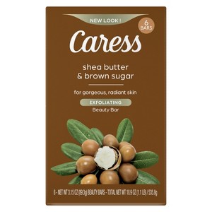 Caress Bar Soap Shea Butter & Brown Sugar, 3.15 oz, 6 Bars - 1 of 4