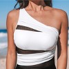 Women's Mesh One Shoulder Tummy Control One-Piece Swimsuit - Cupshe - 4 of 4