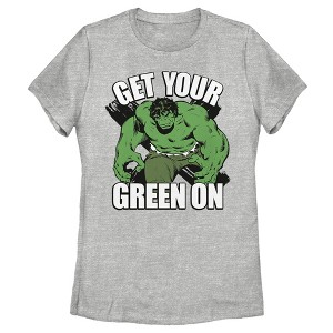 Women's Marvel St. Patrick's Day Hulk Green On T-Shirt - 1 of 4
