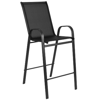Brazos Black Outdoor Barstool Pair with Flex Comfort and Metal Frame