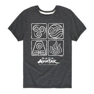 Boys' - Avatar: The Last Airbender - Air Water Earth Fire Grid Short Sleeve Graphic T-Shirt - 1 of 4