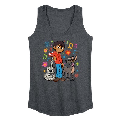Women's Coco Miguel Y Dante Graphic Racerback Tank - Heather Charcoal - Large