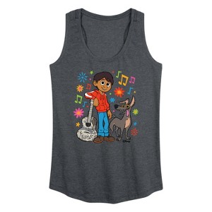 Women's Coco Miguel Y Dante Graphic Racerback Tank - Heather Charcoal - X-Large - 1 of 4