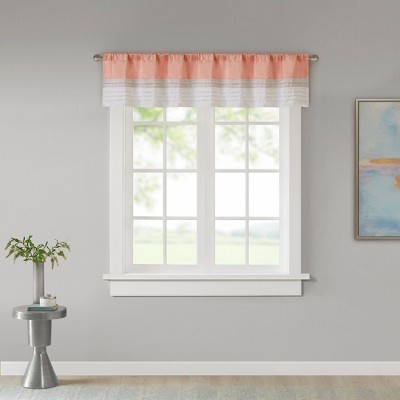 Coral and Ivory Faux Silk Pintuck Window Valance