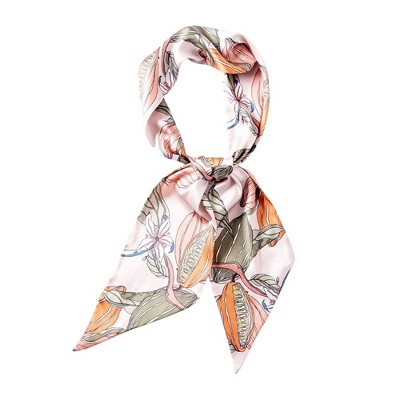 Anna-Kaci Women's Multicolor Floral Print Soft Silky Scarf with Soft Lightweight Fabric Versatile Square Neck and Hair Accessory