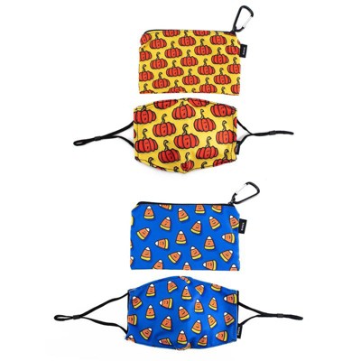 Ed Heck Halloween 4-Piece Adult Face Mask & Travel Pouch Set