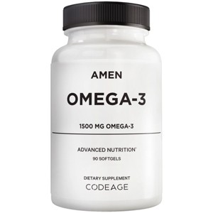 Amen Omega-3 Supplement, EPA DHA Fatty Acids Fish Oil Capsules, Brain Health, Cognition, 90 Softgels - 1 of 4
