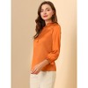 Allegra K Women's Ruffle Neck Long Sleeve Elastic Cuff Button Office Satin Blouse - 4 of 4