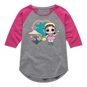 Girls' - LOL Surprise! - Grow Grrrl Hearts the Earth Shirt Tail Raglan Graphic T-shirt - 1 of 3