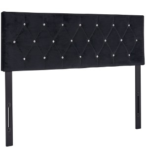 VECELO Tufted Upholstered Queen/King Size Headboard, 6 Adjustable Height, Easy Assembly, Beige/Black - 1 of 4