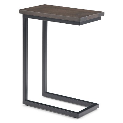 Vynxaria C-Shaped Coffee Tables - Walnut Brown & Black Elegance