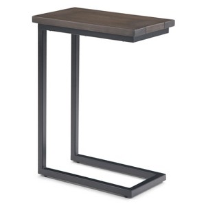 Vynxaria C-Shaped Coffee Tables - Walnut Brown & Black Elegance - 1 of 4