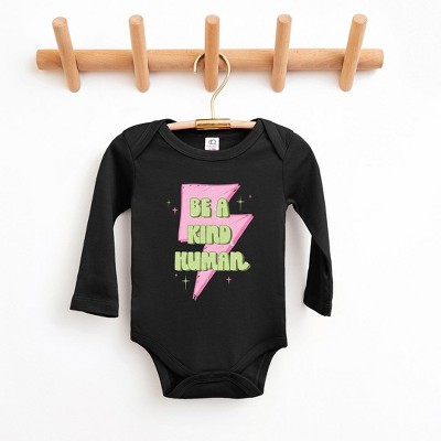 The Juniper Shop Be A Kind Human Lightning Bolt Baby Long Sleeve Bodysuit
