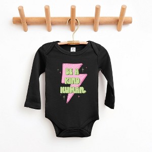 The Juniper Shop Be A Kind Human Lightning Bolt Baby Long Sleeve Bodysuit - 1 of 3